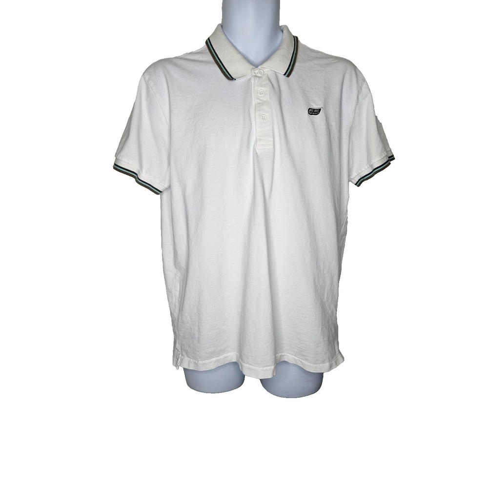 55DSL White Polo Shirt Mens XL 100% Cotton Tipped Collar Diesel‎